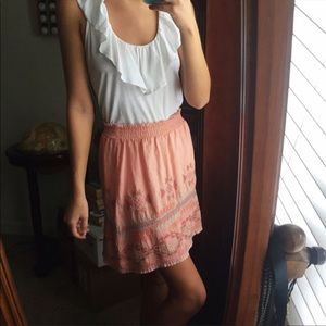 Johnny Was Embroidered Pink Skirt